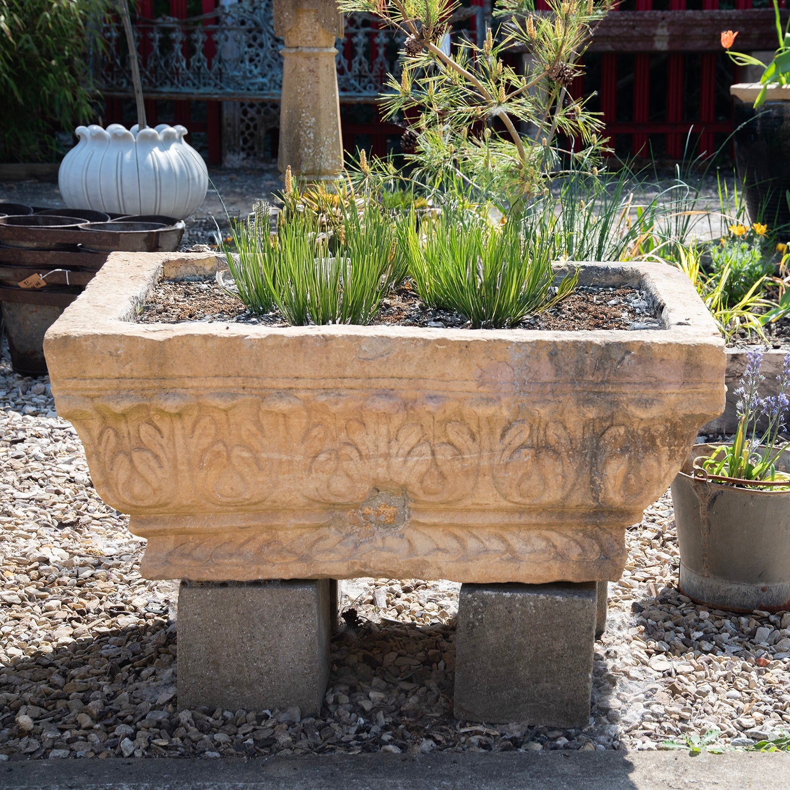 Carved Stone Water Trough From Jaisalmer - Late 18th Century