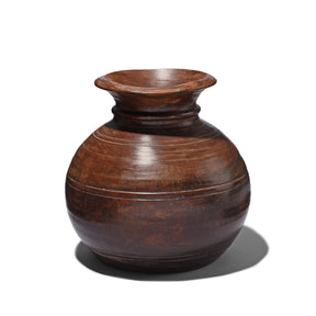 Turned Cedar Pot From Kullu Valley - Ca 1940's