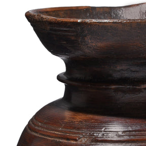 Turned Cedar Pot From Kullu - Ca 1940's