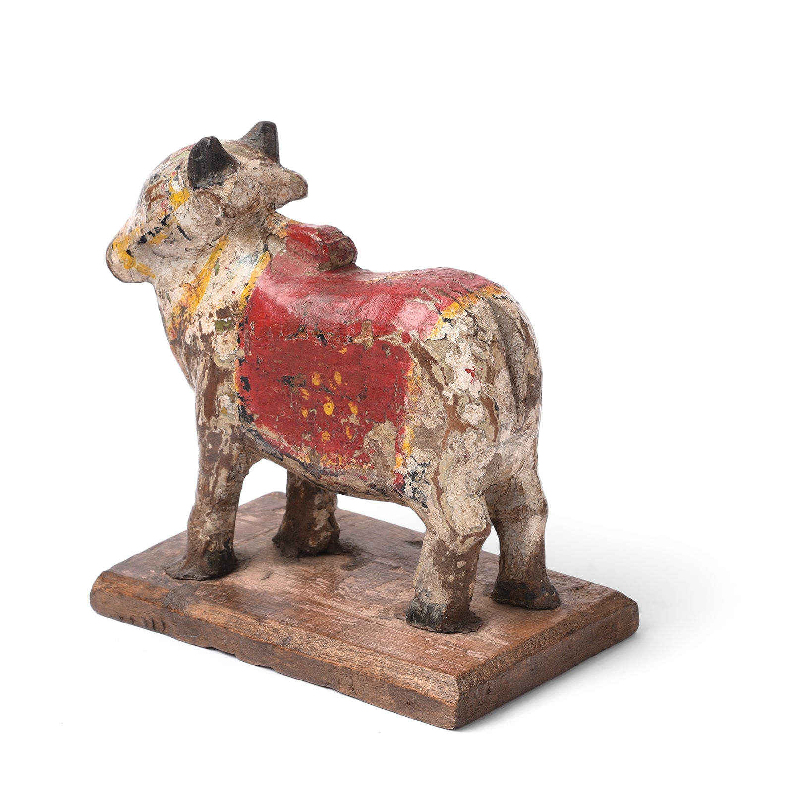 Old Painted Nandi Bull Toy From Andhra Pradesh - Ca 1950's