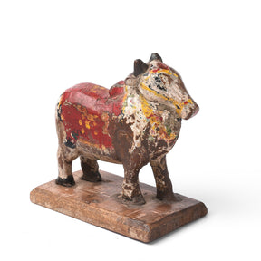 Old Painted Nandi Bull Toy From Andhra Pradesh - Ca 1950's