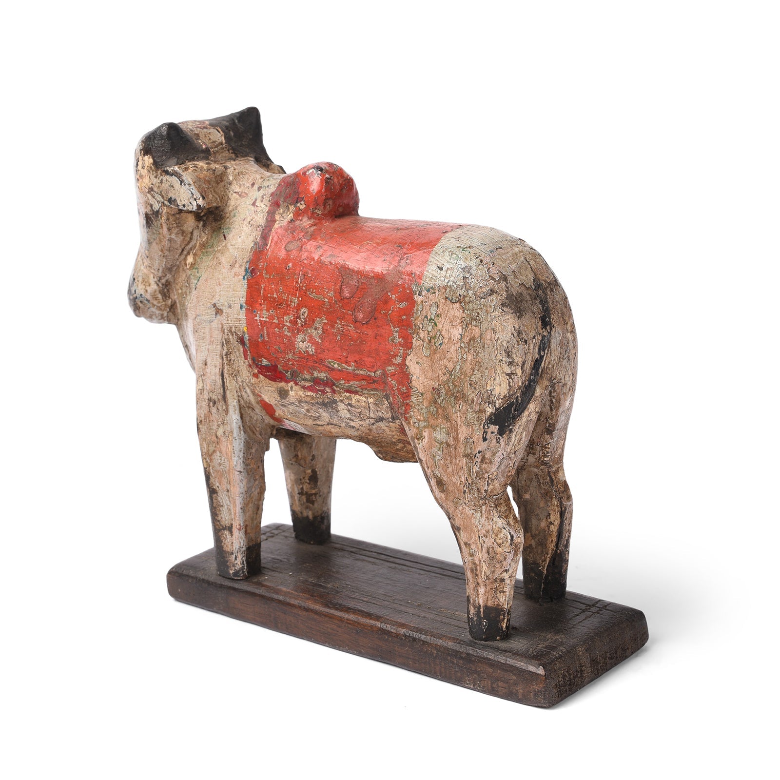 Painted Teak Nandi Bull Toy From Andhra Pradesh - Ca 1950's