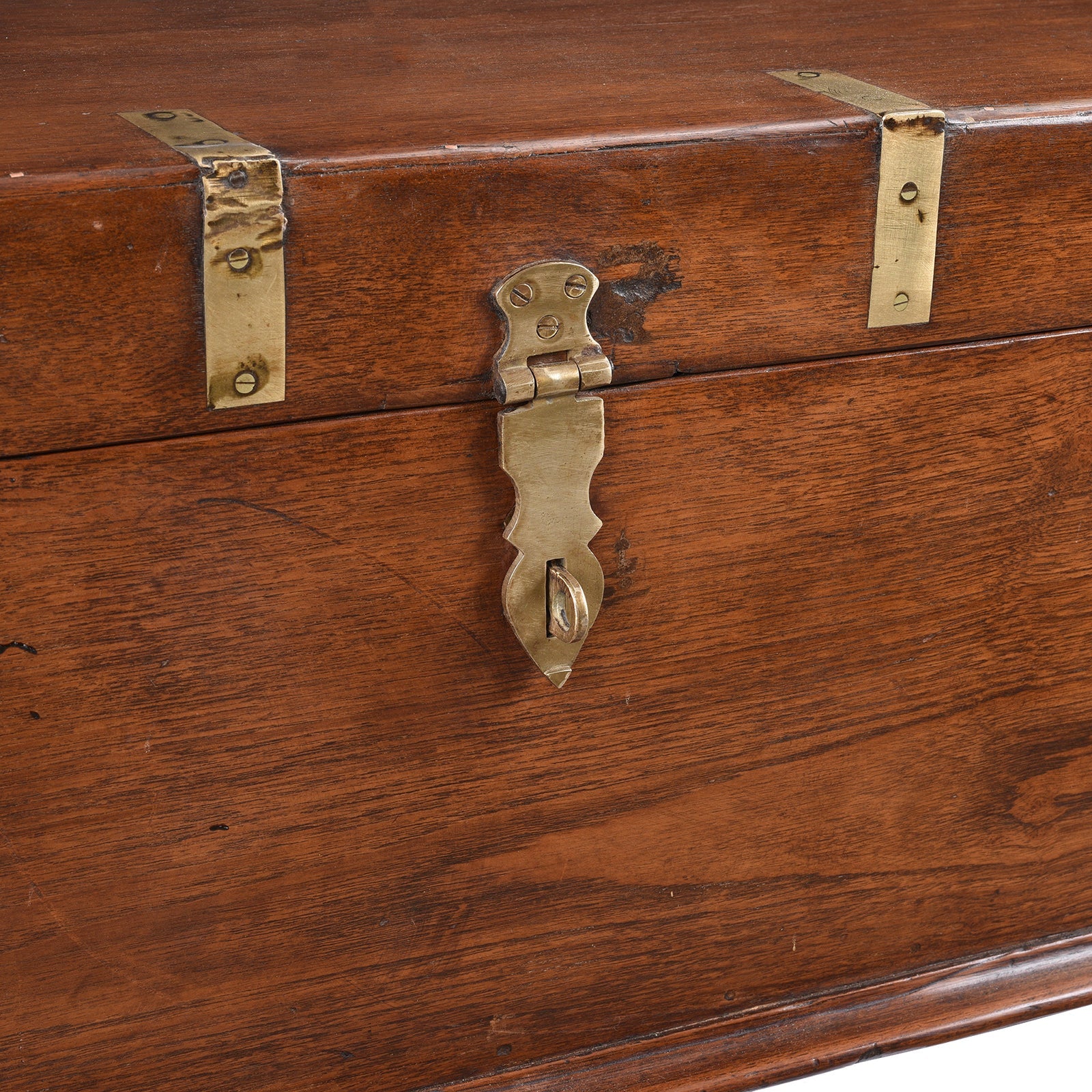 Brass Bound Teak Military Chest From Rajasthan -19th Century