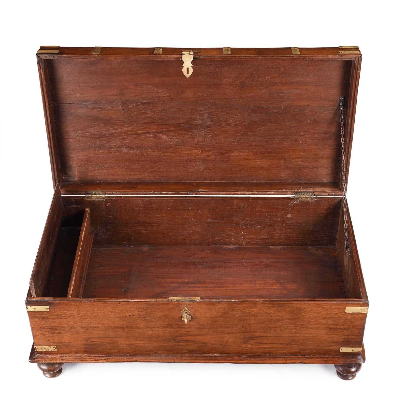 Brass Bound Teak Military Chest From Rajasthan -19th Century
