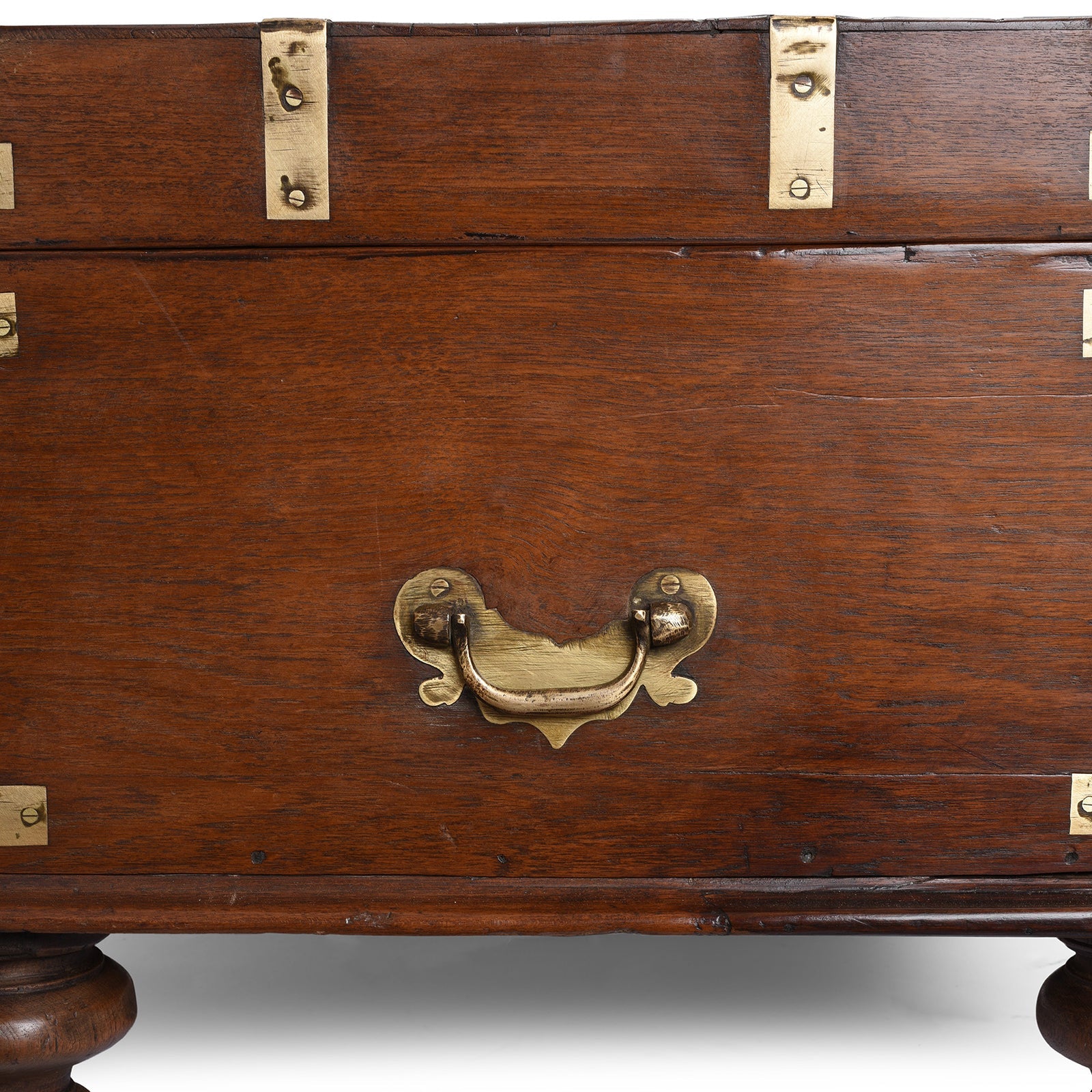 Brass Bound Teak Military Chest From Rajasthan -19th Century
