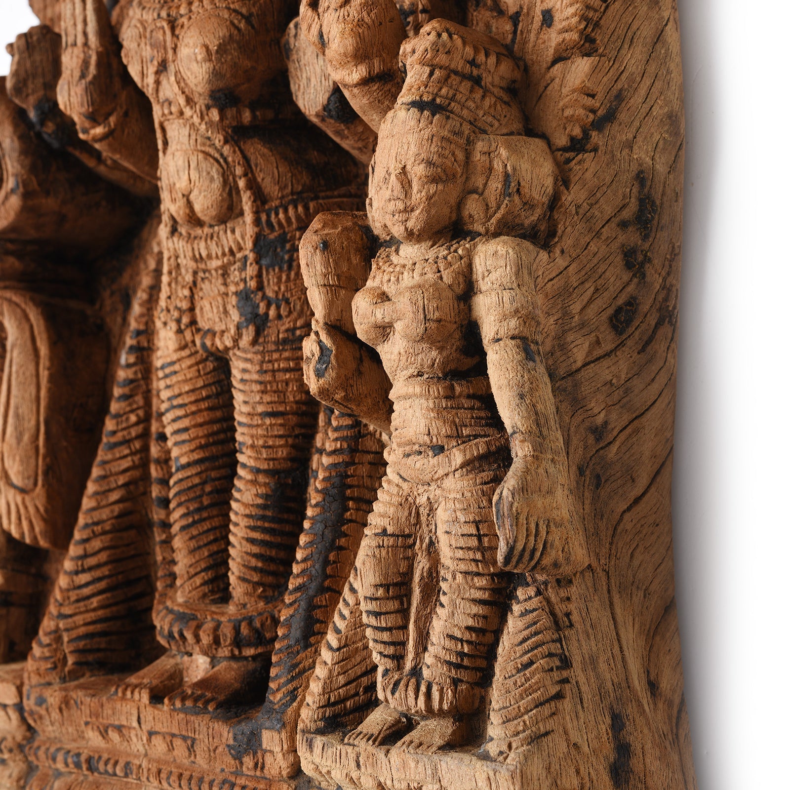 Carved Teak Chariot Carving Of Shiva & Parvati - 18th Century