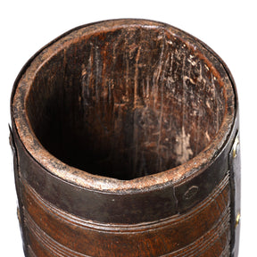 Teak & Iron Grain Measure From Rajasthan - 19th Century