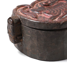 Carved Teak Tika Box From Banswara - 19th Century