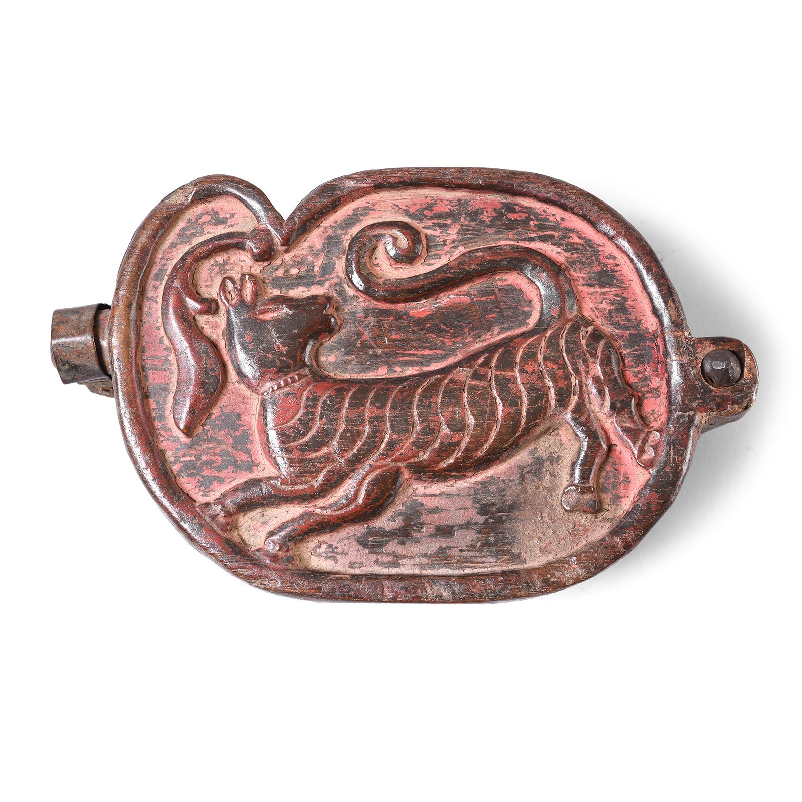 Carved Teak Tika Box From Banswara - 19th Century