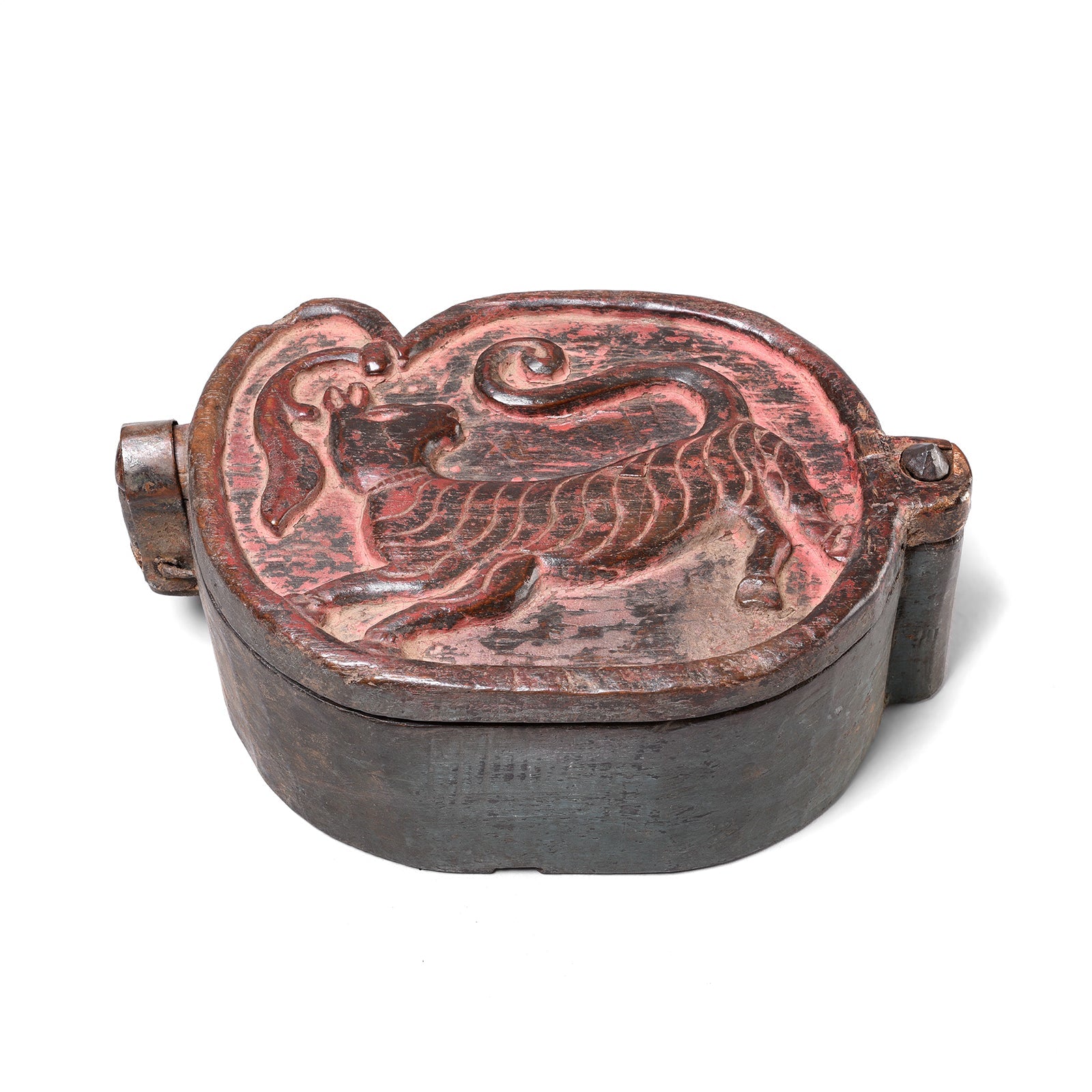 Carved Teak Tika Box From Banswara - 19th Century