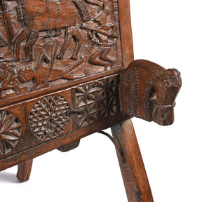 Carved Teak Majus Dowry Chest From Saurashtra - 19th Century