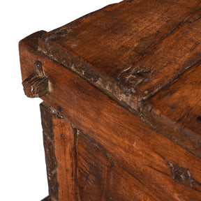 Carved Teak Majus Dowry Chest From Saurashtra - 19th Century