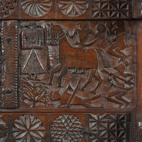 Carved Teak Majus Dowry Chest From Saurashtra - 19th Century