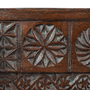 Carved Teak Majus Dowry Chest From Saurashtra - 19th Century