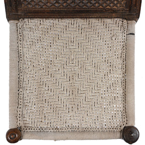 Chip Carved Low Pidha Chair From Shekhawati - 19th Century