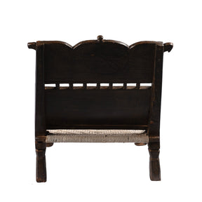 Chip Carved Low Pidha Chair From Shekhawati - 19th Century
