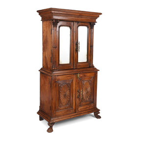 Mirrored Almirah Cabinet With Sunburst Panels - 19th Century