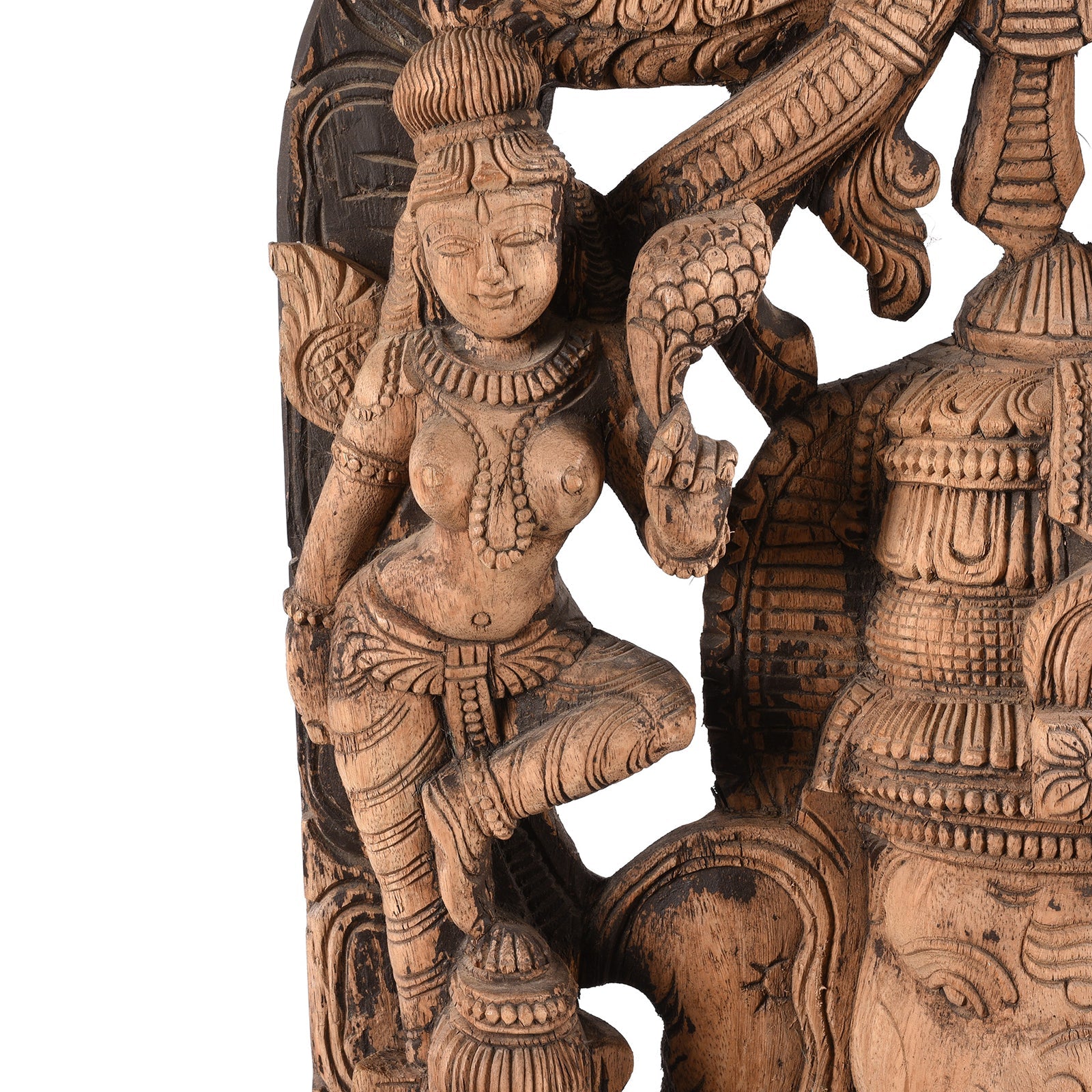 Carved Wood Ganesha Statue From Tamil Nadu
