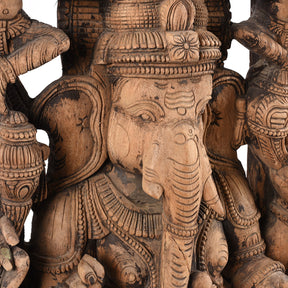 Carved Wood Ganesha Statue From Tamil Nadu