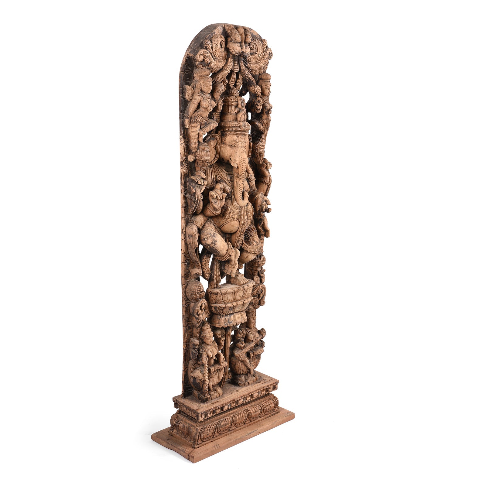 Carved Wood Ganesha Statue From Tamil Nadu