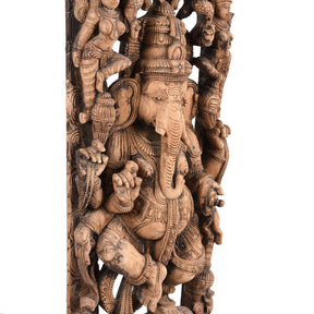 Carved Wood Ganesha Statue From Tamil Nadu
