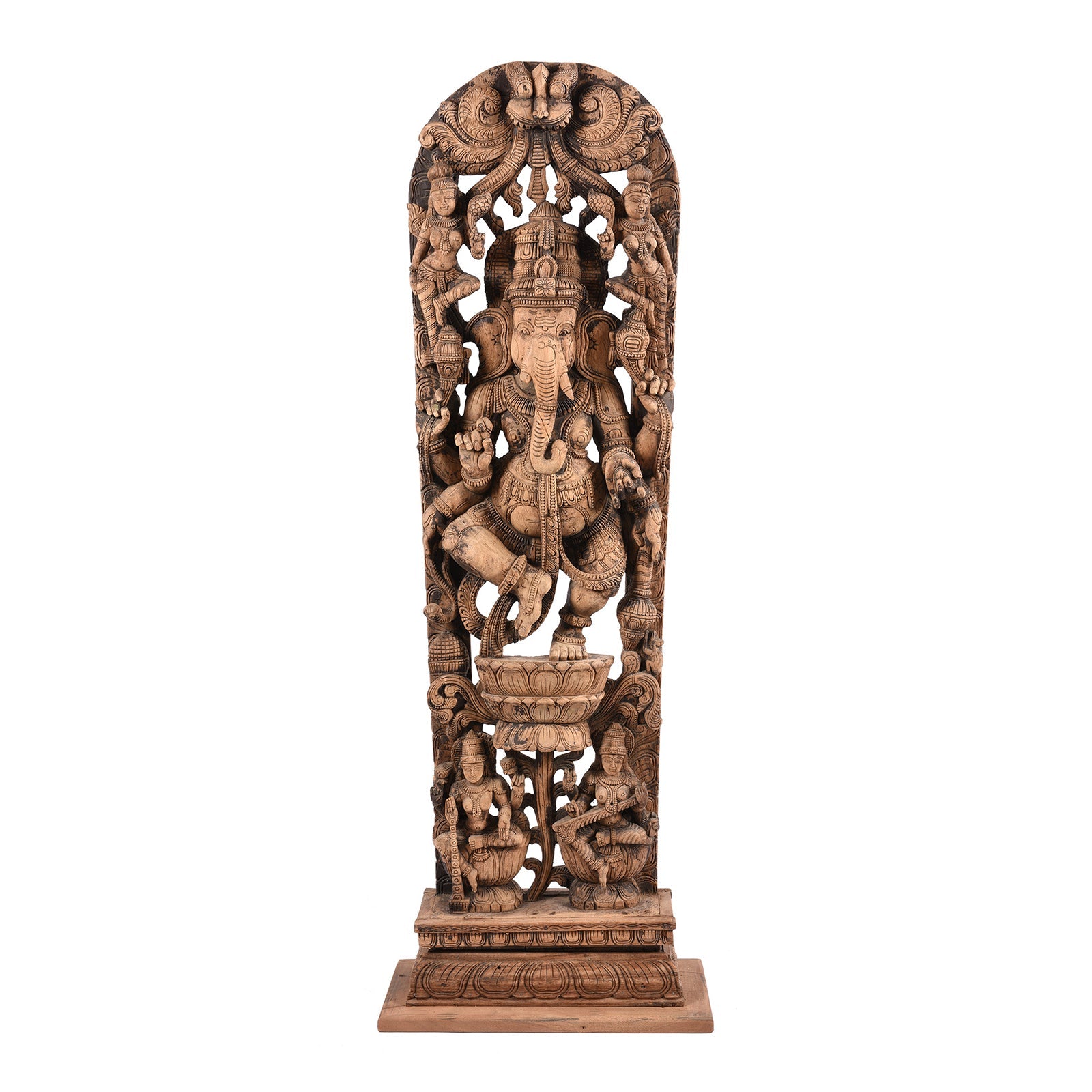 Carved Wood Ganesha Statue From Tamil Nadu