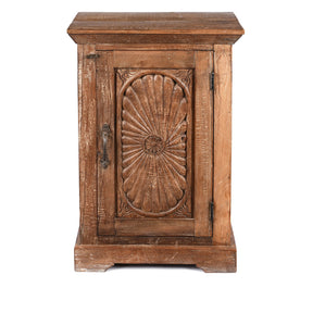 Bedside Cabinet Made From Reclaimed Carved Teak