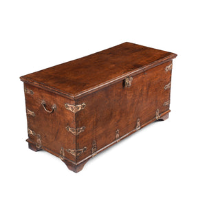 Brass Bound Anglo-Indian Chest From Rajasthan - 19th Century