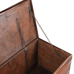 Brass Bound Anglo-Indian Chest From Rajasthan - 19th Century