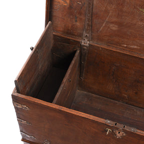 Brass Bound Anglo-Indian Chest From Rajasthan - 19th Century