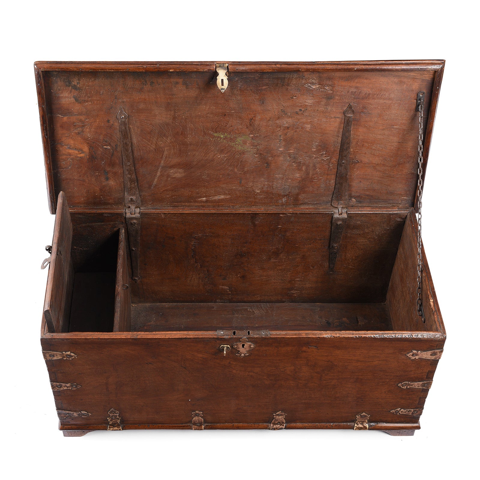 Brass Bound Anglo-Indian Chest From Rajasthan - 19th Century