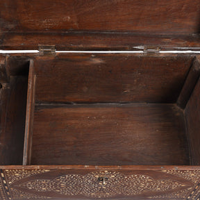 Old Indian Bone Inlay Teak Chest - 19th Century