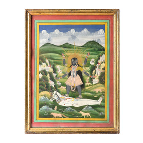 Painting Of Kali Trampling Shiva - Jaipur School - 19th Century
