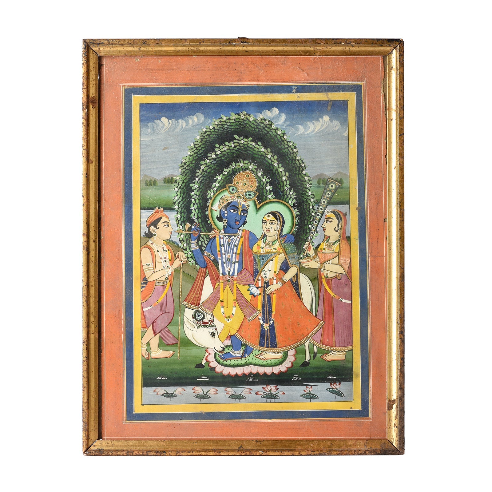 Jaipur School Painting Of Krishna & The Gopis - 19th Century