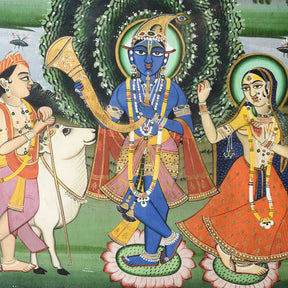 Framed Jaipur School Painting Of Krishna & Radha - 19th Century
