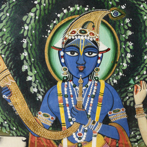 Framed Jaipur School Painting Of Krishna & Radha - 19th Century