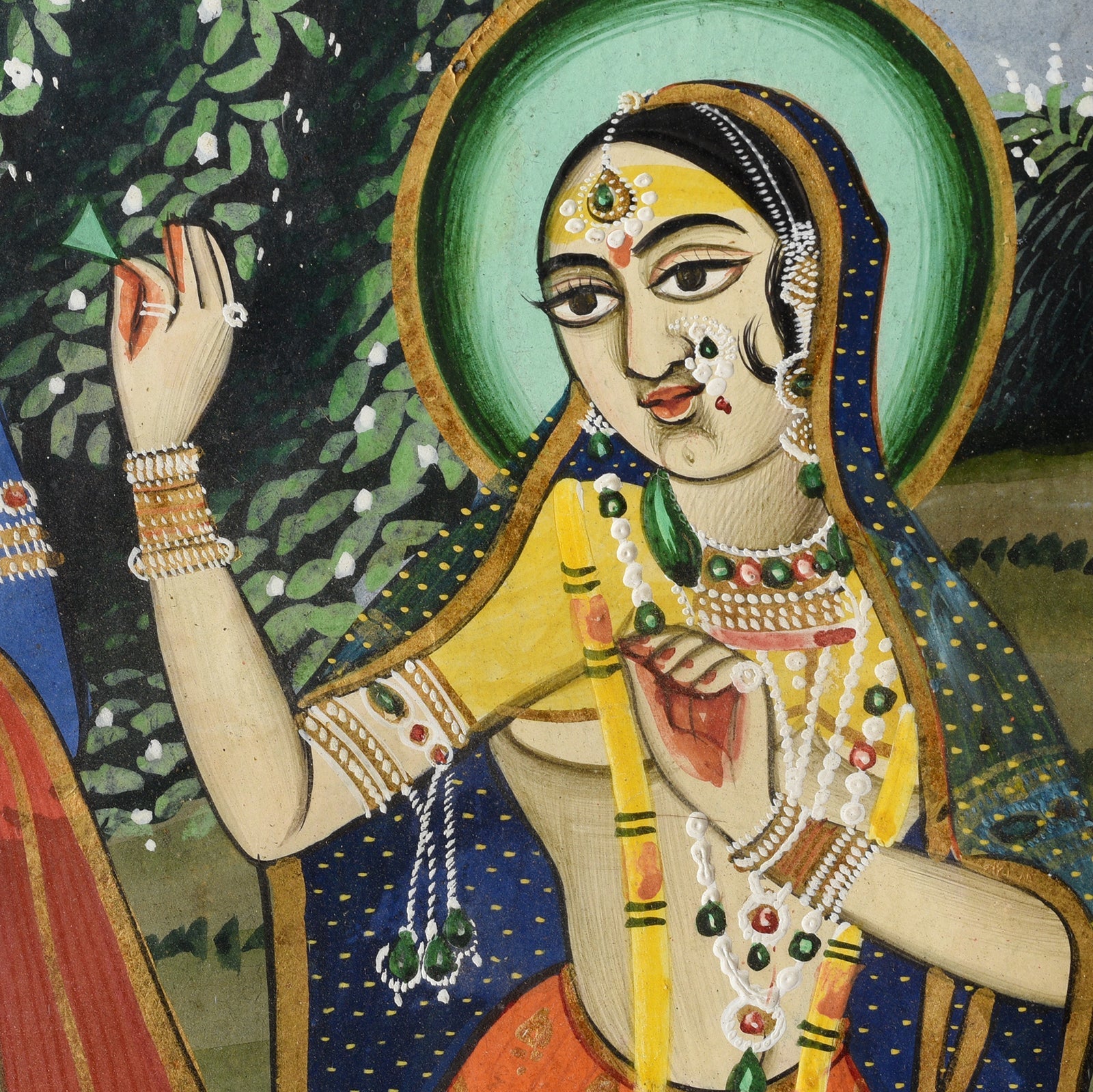 Framed Jaipur School Painting Of Krishna & Radha - 19th Century