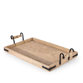 Limed Wood Tray with Iron handles