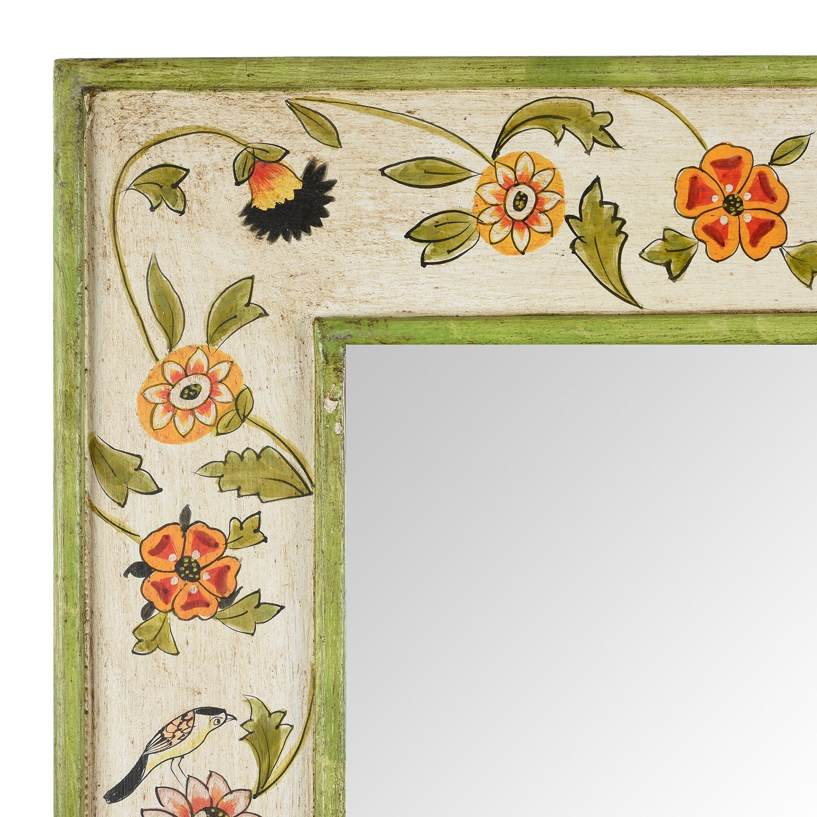Hand Painted Chintz Style Mirror From Rajasthan