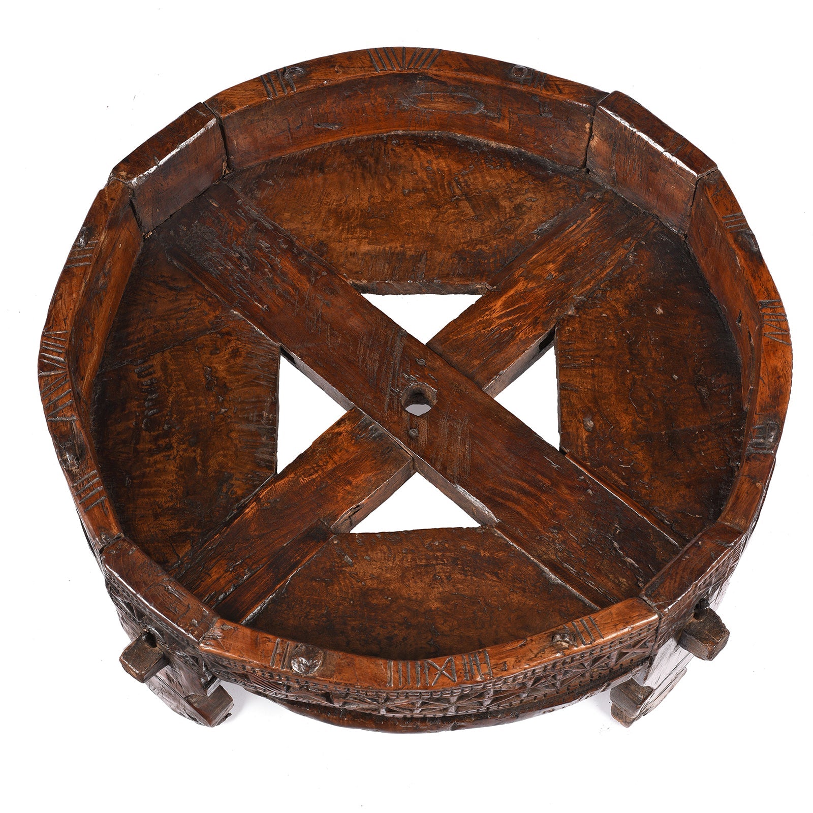 Teak Chakki Rice Mill From Rajasthan - 19th Century