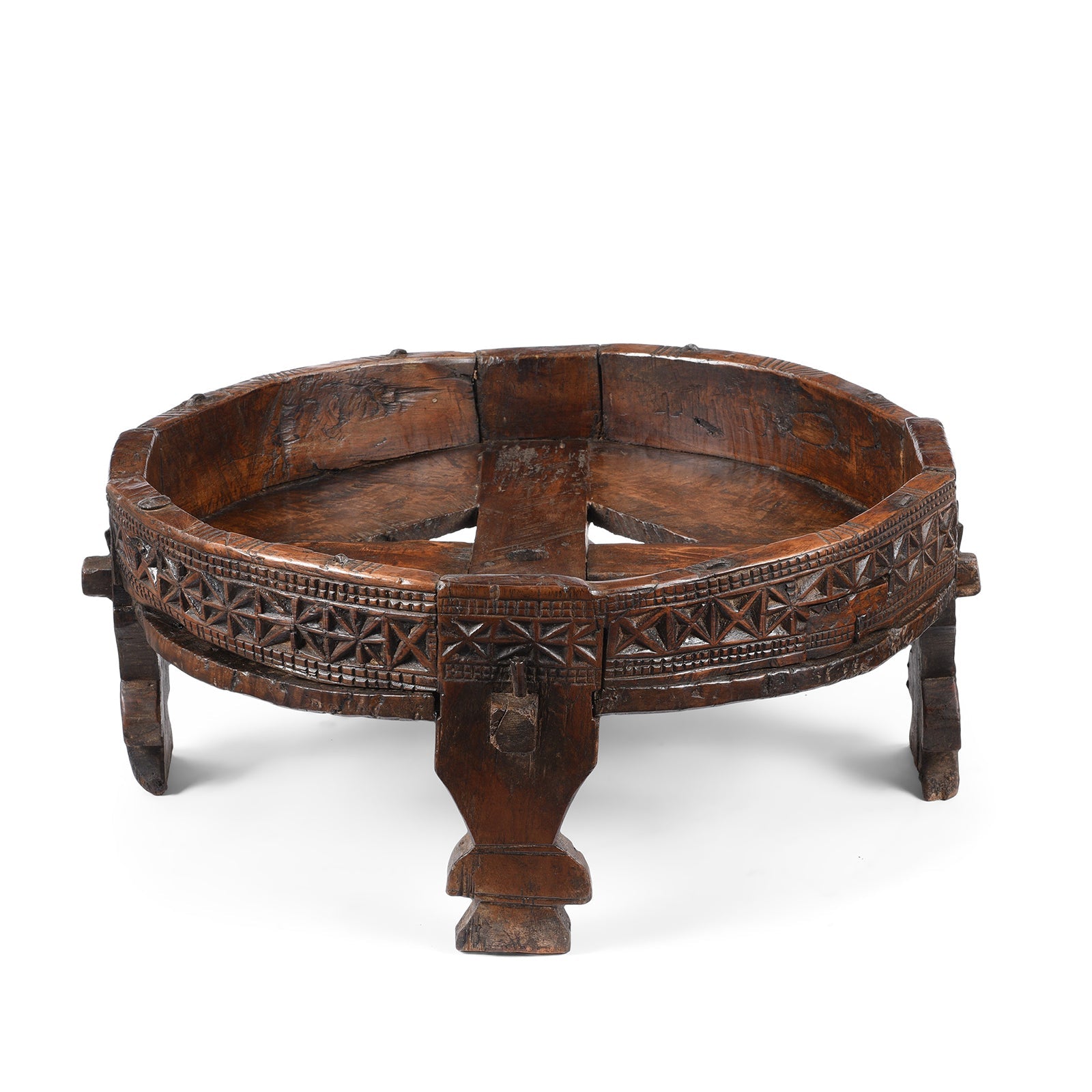 Teak Chakki Rice Mill From Rajasthan - 19th Century