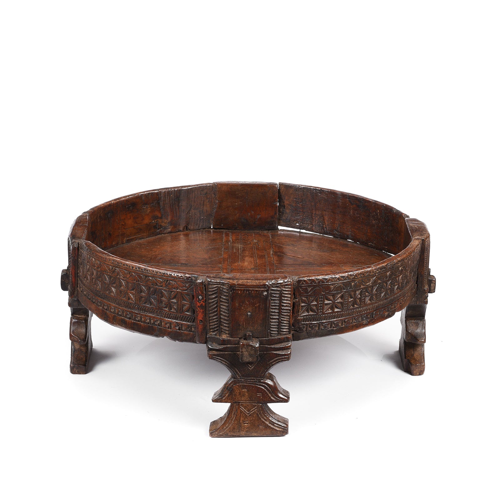 Indian Chakki Coffee Table From Rajasthan - 19th Century