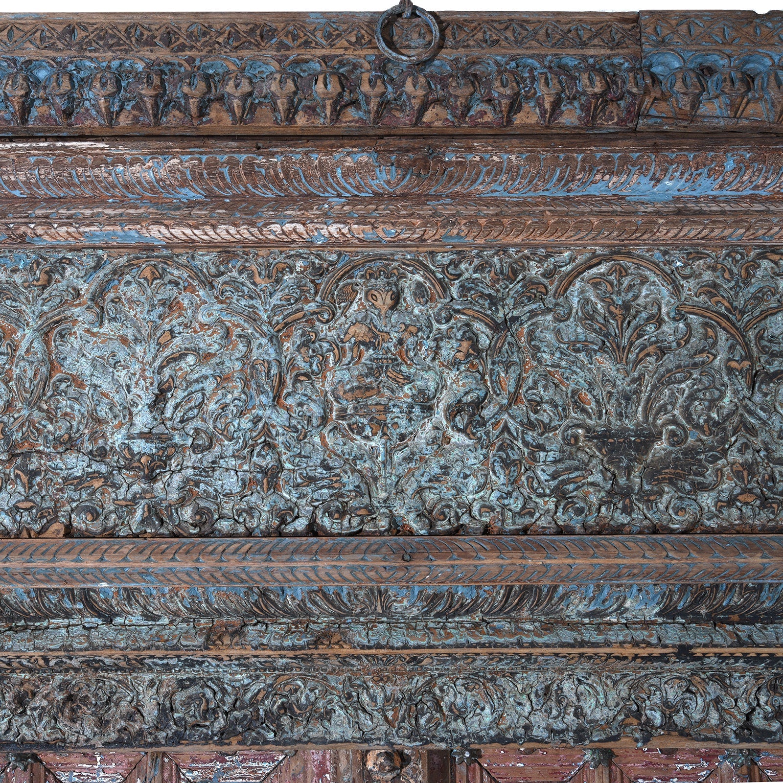 Painted & Carved Door From The Punjab - 19th Century