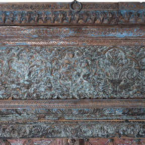 Painted & Carved Door From The Punjab - 19th Century
