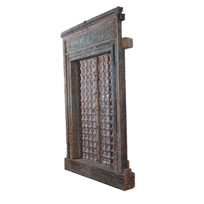 Painted & Carved Door From The Punjab - 19th Century