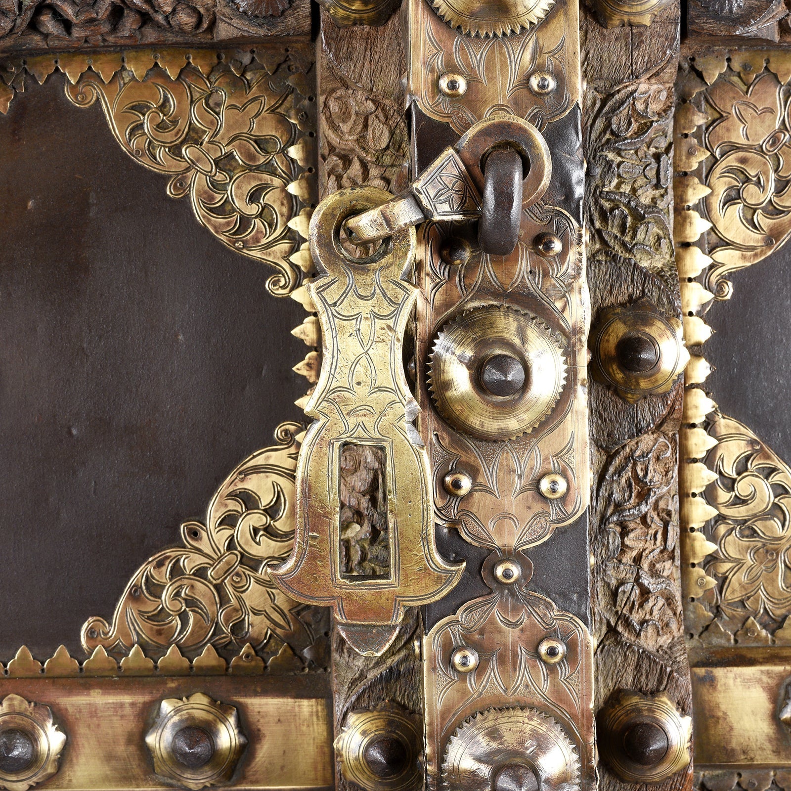 Iron & Brass Door On Stand From Shekhawati - 19th Century