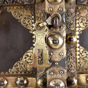 Iron & Brass Door On Stand From Shekhawati - 19th Century