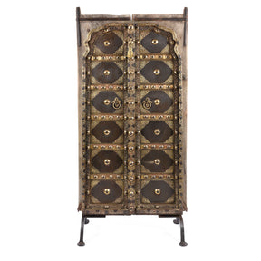 Iron & Brass Door On Stand From Shekhawati - 19th Century