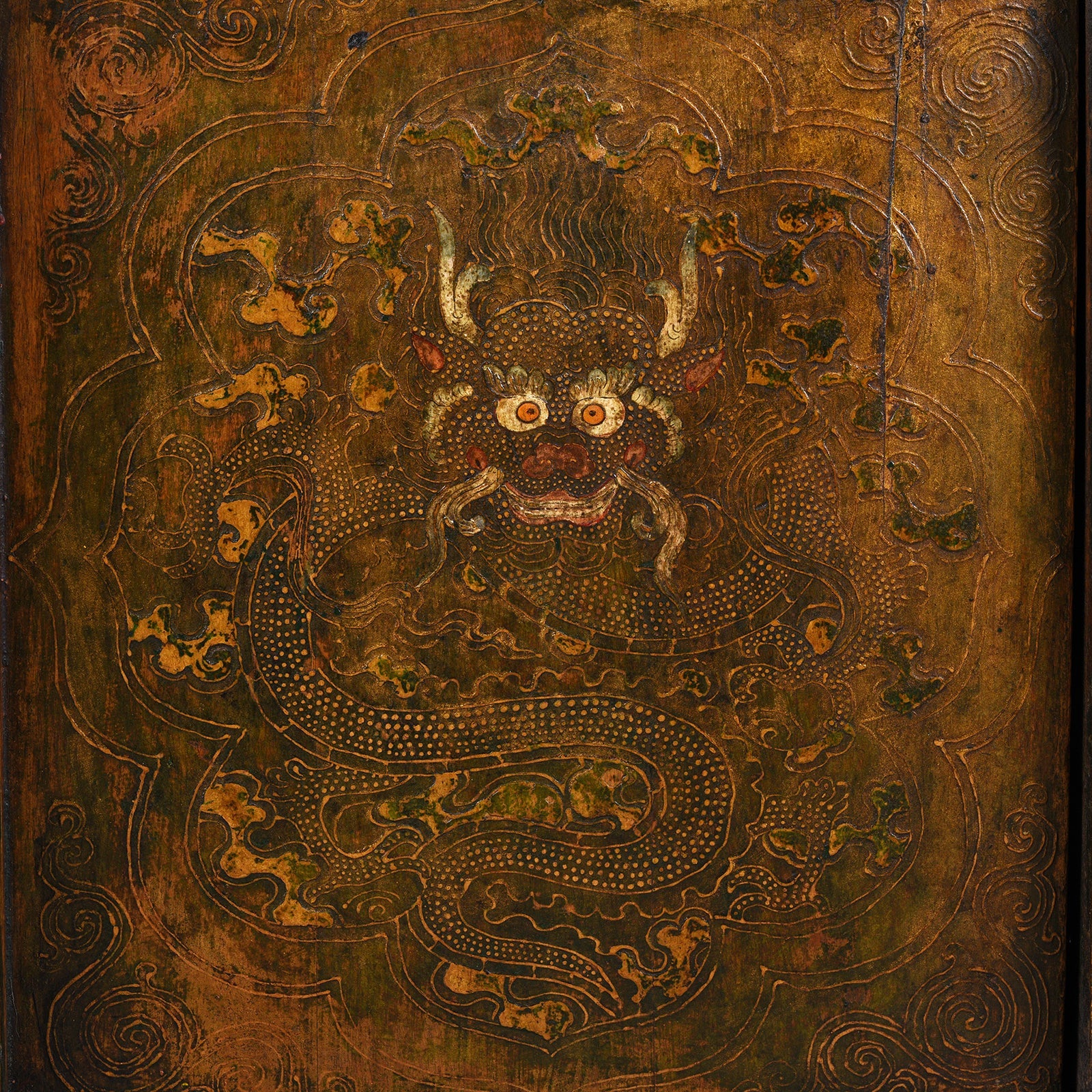 Gilt Painted Tibetan Altar Cabinet - Late 19th Century
