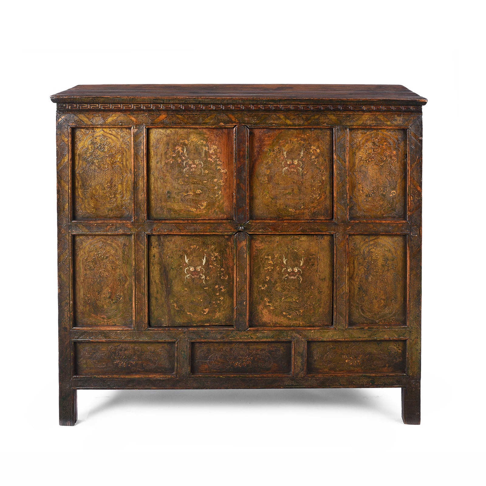 Gilt Painted Tibetan Altar Cabinet - Late 19th Century